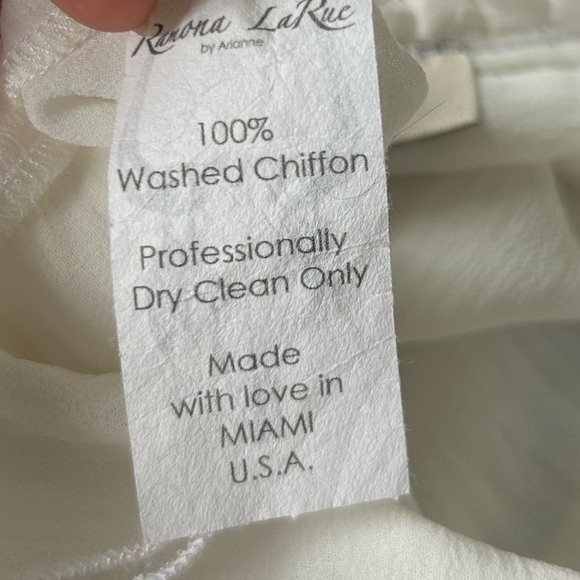 Ramona LaRue white chiffon ruffle blouse excellent Size XS/S - Picture 5 of 6